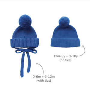 Blue Pom Beanie for Babies and Kids - Cute and Cozy Headwear