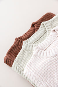 Ecru Chunky Knit Pullover Sweater