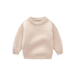 Ecru Chunky Knit Pullover Sweater