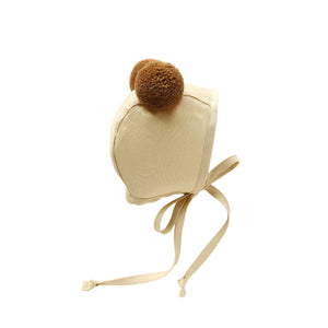 Honeycomb Double Pom Bonnet Cotton-Lined