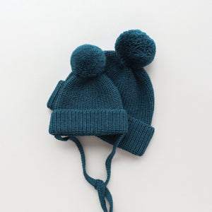 Deep Sea Green Pom Beanie for Babies and Kids - Adorable and Cozy Headwear