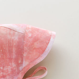 Brimmed Pink Sky Linen Bonnet Cotton-Lined